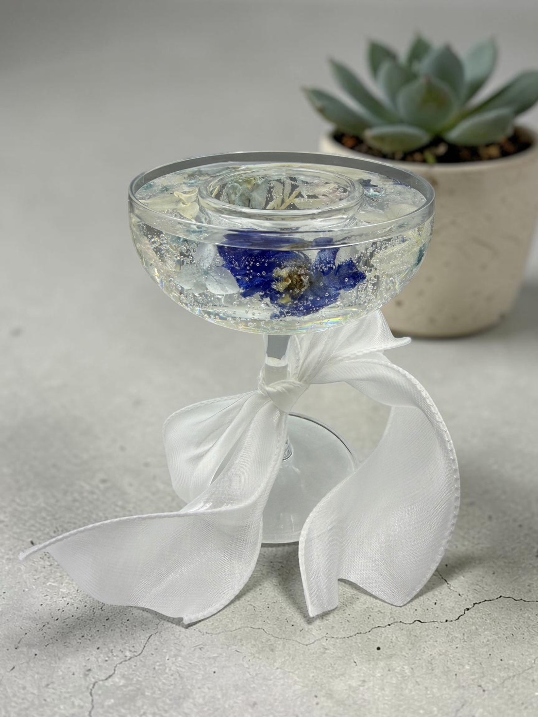 高腳杯凝膠藍花蠟燭 — 學員進階作品